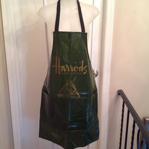 Vintage 80's Harrods Knightsbridge Horse Coated PVC Canvas Kitchen Apron - Picture 1 of 8